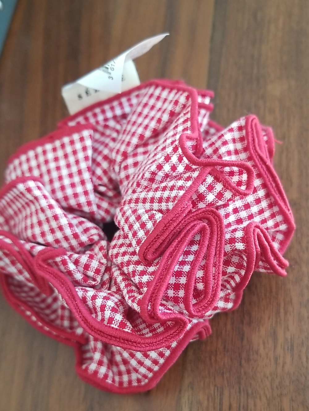 SEZANE Gingham Ruffled Scrunchie - Picture 2 of 4